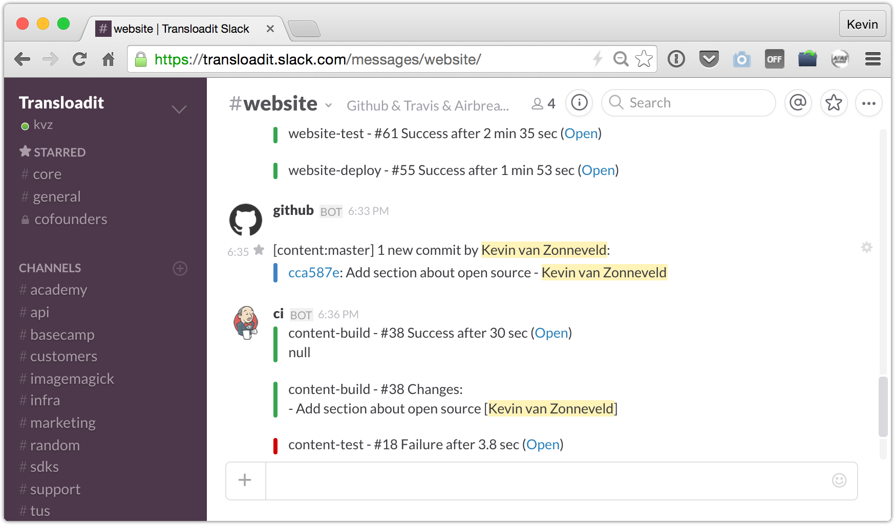 Screenshot: Slack