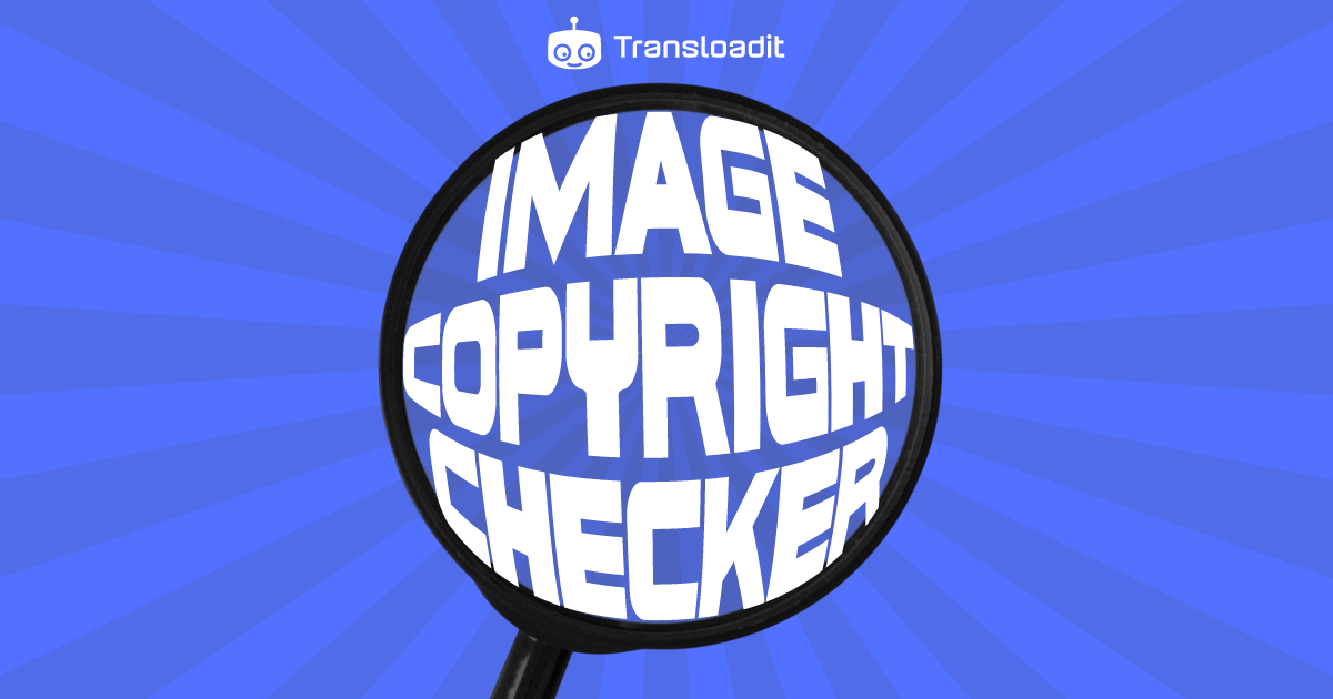 A blog banner showing the text 'Image Copyright Check with Transloadit'