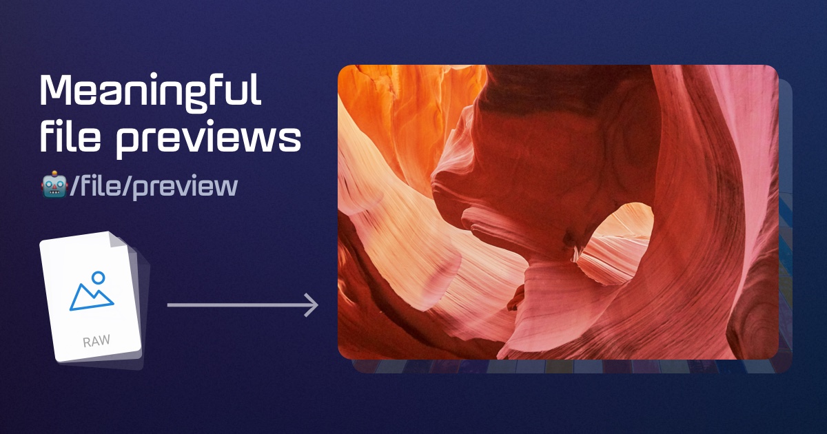 A blog banner showing the text 'Meaning file previews' and illustrating how a generic file icon is transformed to a rich preview