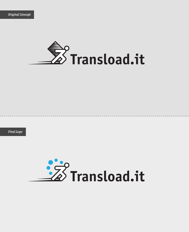 2 versions of a person lifting a heavy object on their back with the text “Transload.it”.