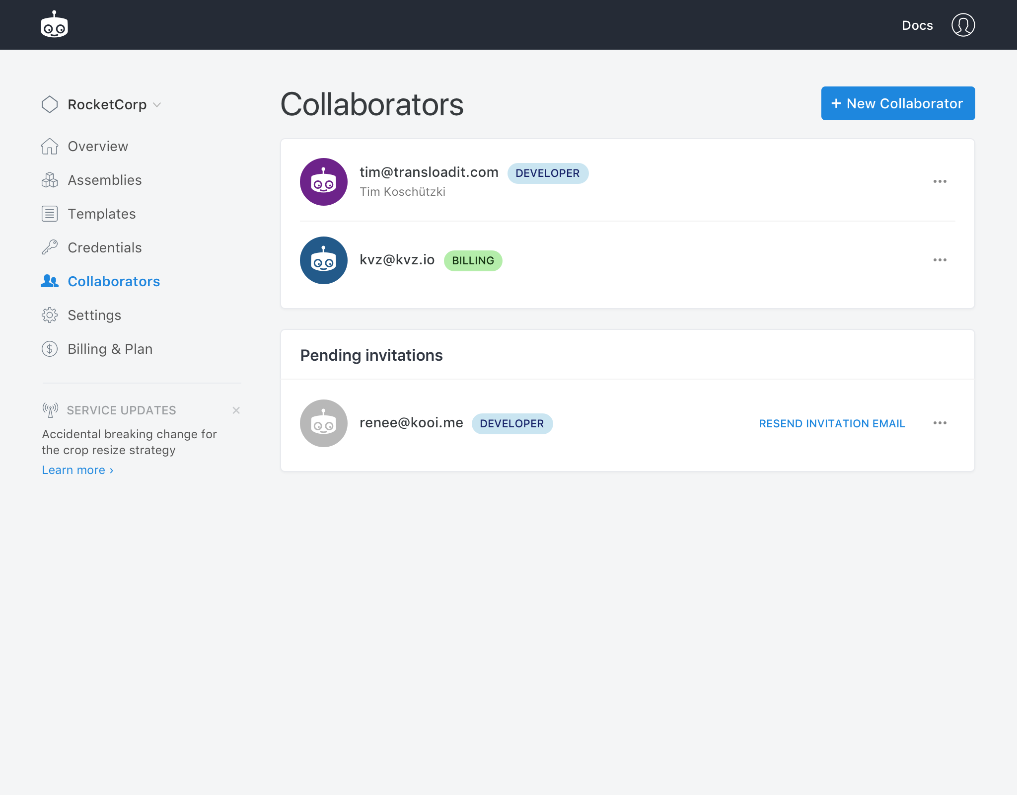 The new Collaborator feature