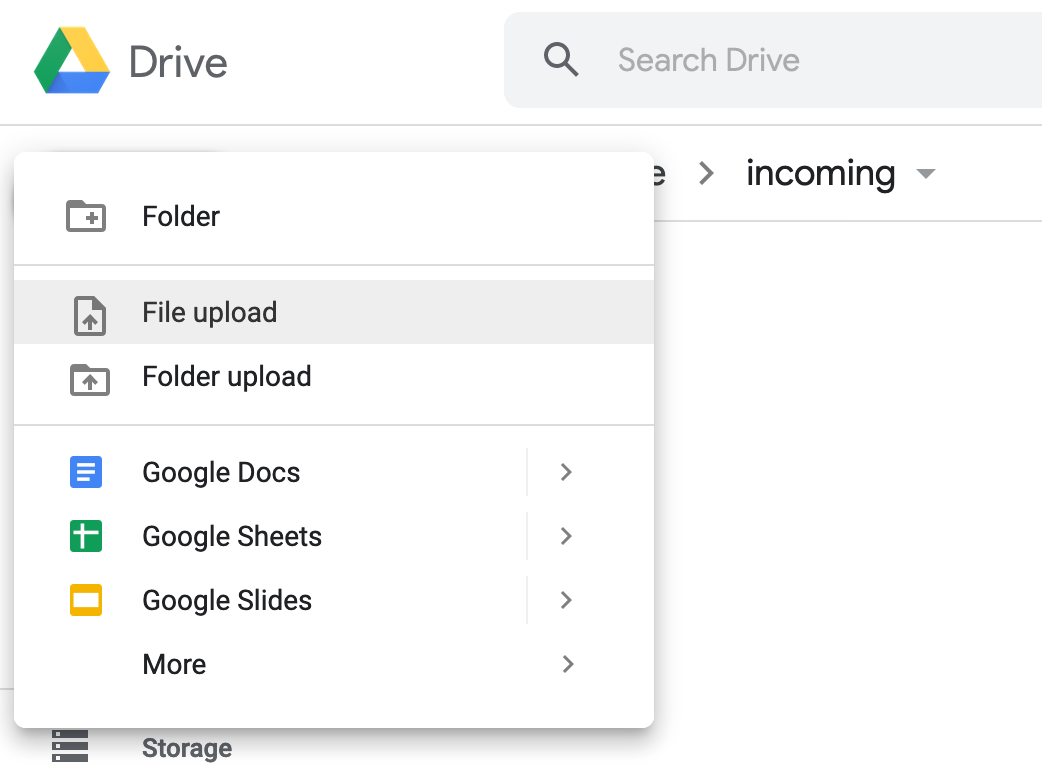 Uploading a file on Google Drive