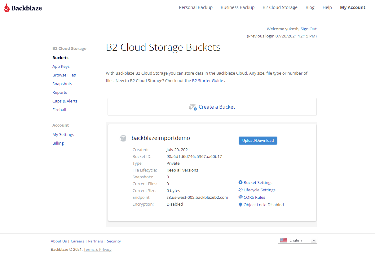 B2 Cloud Storage Buckets
