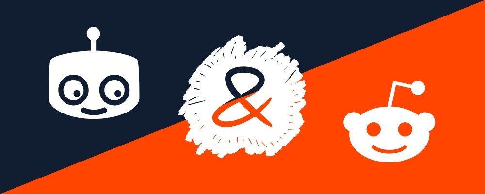 A diagonal split in the banner, where on half is the Transloadit logo, and the other half is the Reddit logo. There's a large ampersand on the dividing line.