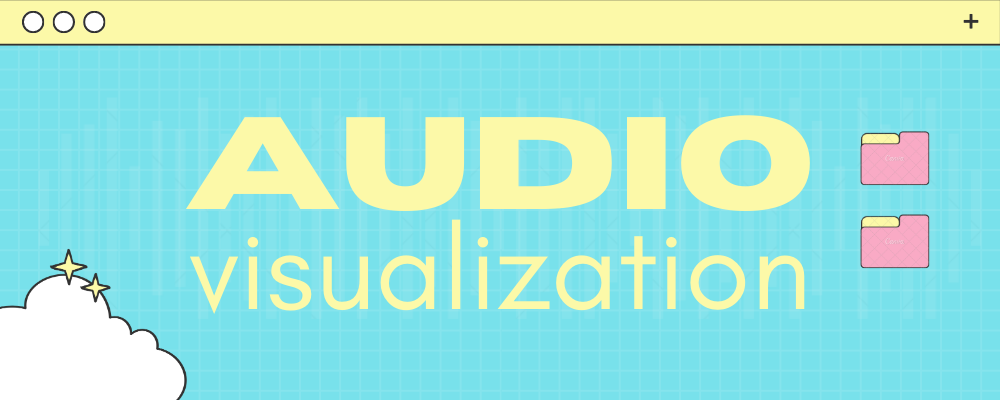 Pastel yellow and blue banner with a retro OS feel. The text 'Audio Visualisation' is in the foreground.