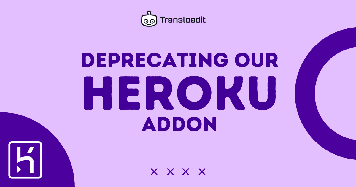 Lilac background with the text 'Deprecating our Heroku addon' in dark purple.