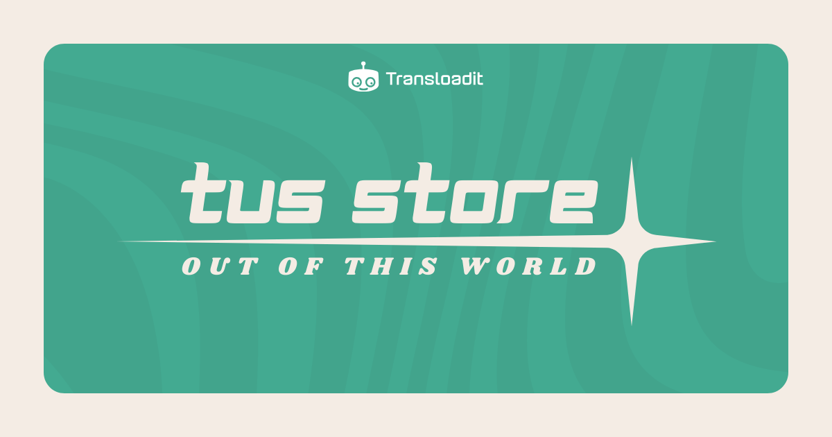 Retro-futuristic teal and cream poster with the words 'tus store'.
