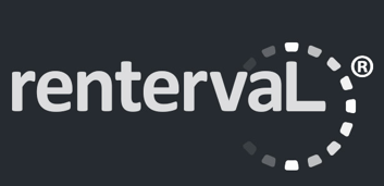 A dark blue background with the Renterval logo in front.