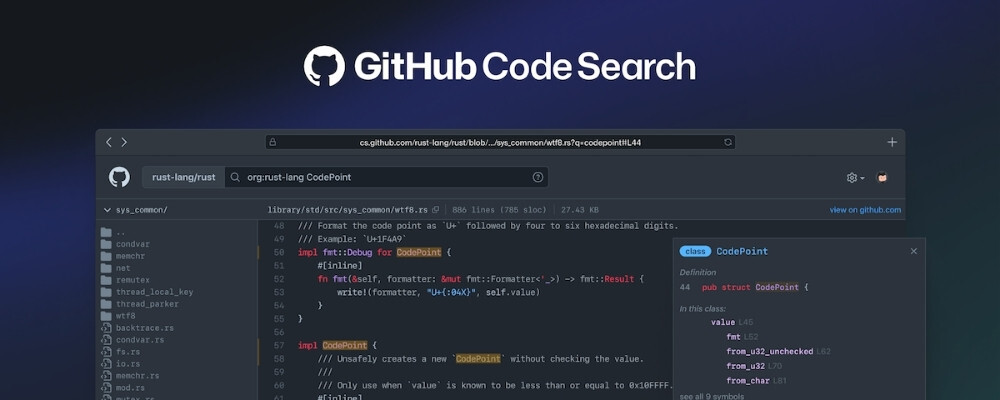 GitHub code search