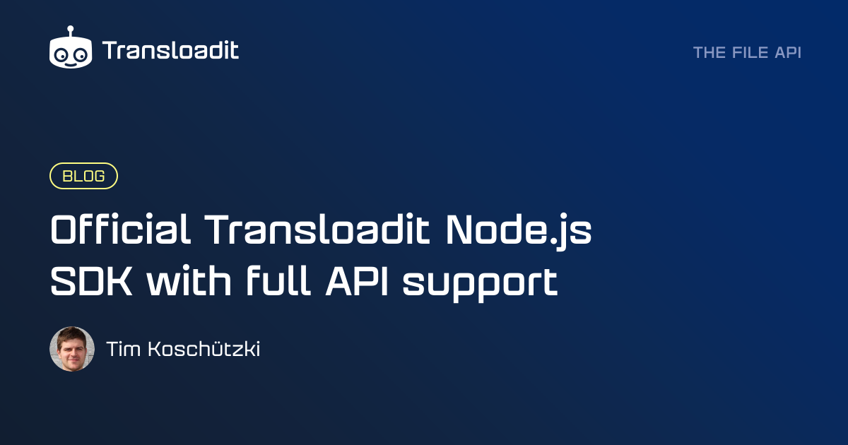 Official Transloadit Node.js SDK with full API support