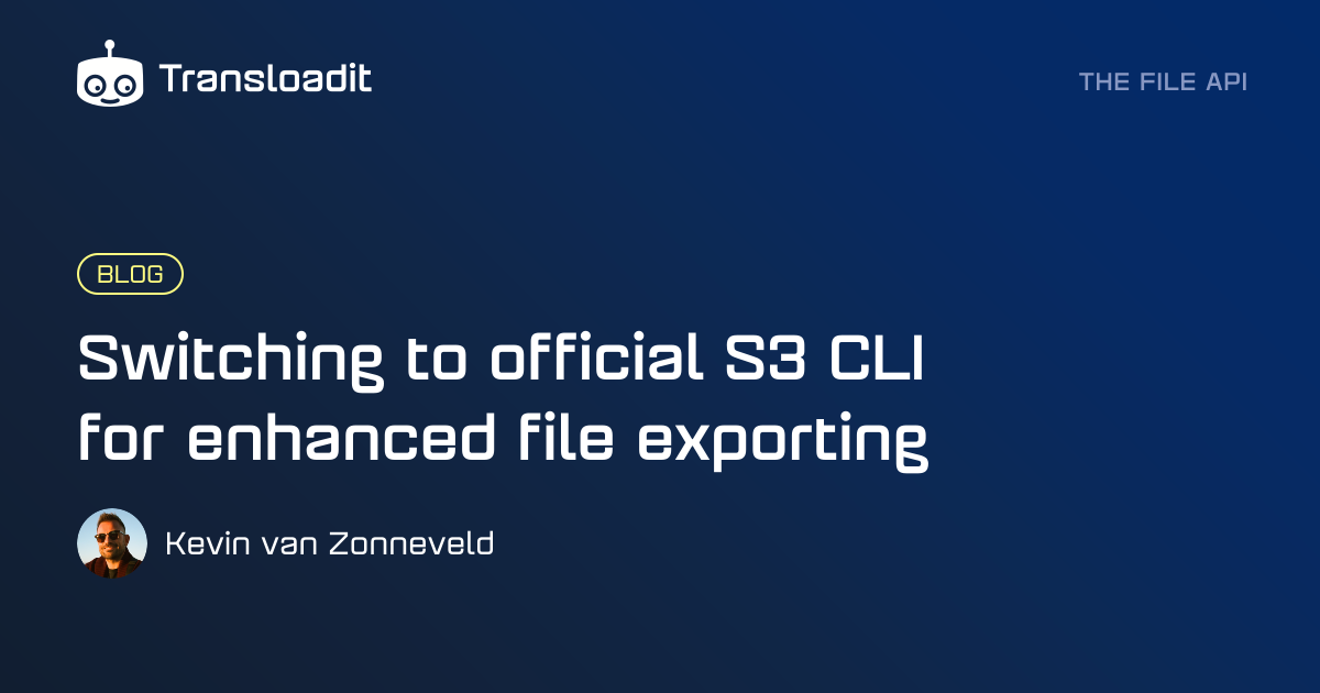 Switching to official S3 CLI for enhanced file exporting